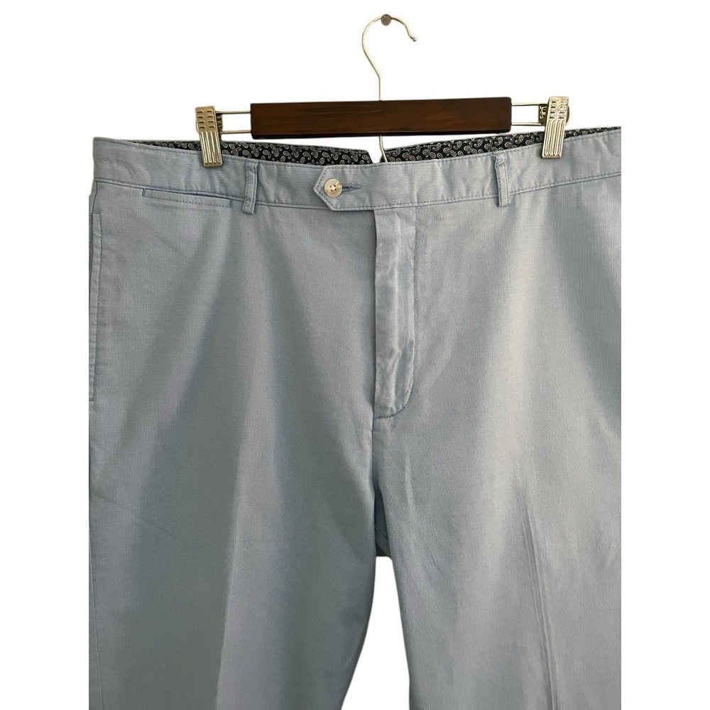 Cremieux Chino Flat Front Cotton Pants Blue Check 38W x 30L - Picture 3 of 8